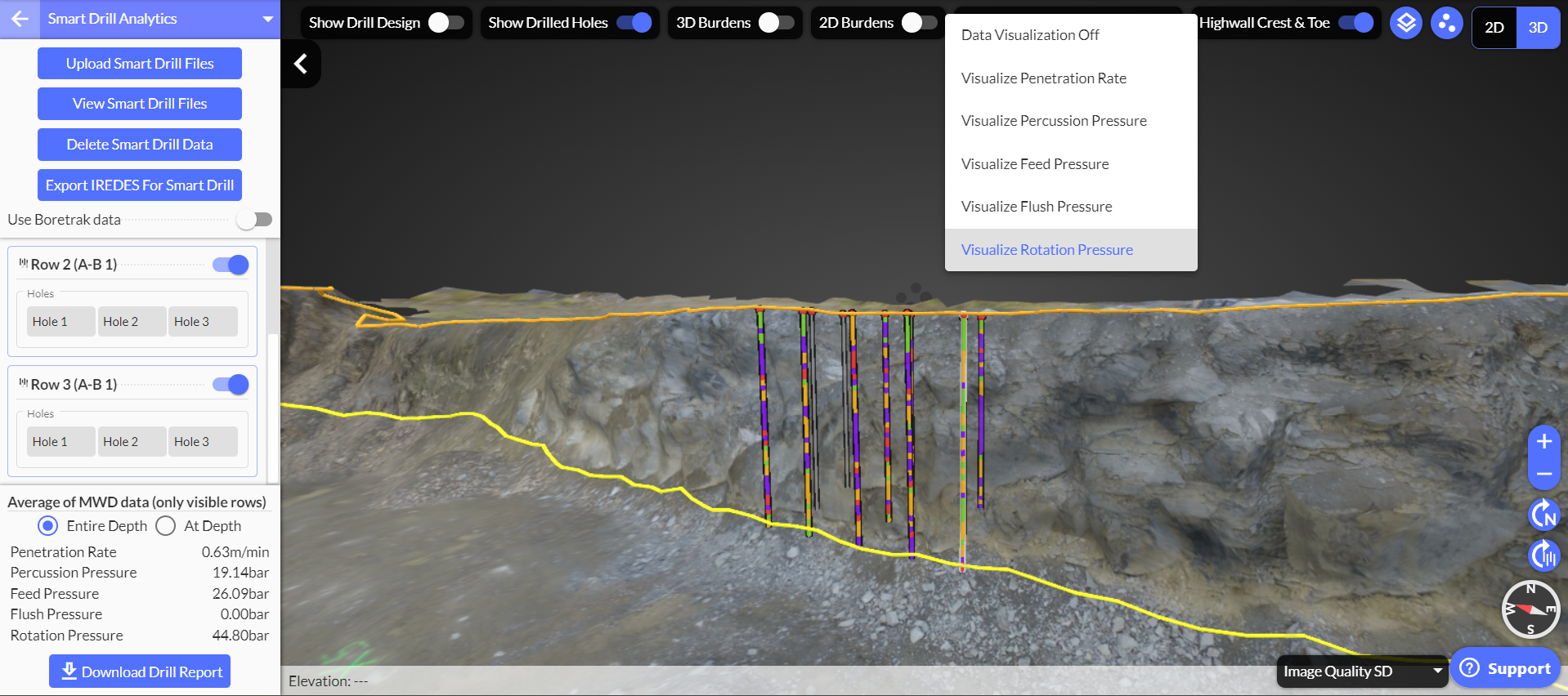 Visualizing Measure while drilling(MWD) data and Drill plan data